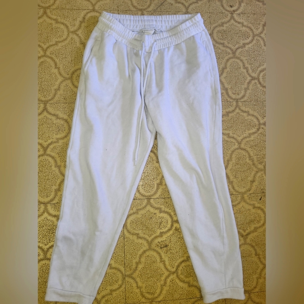 Womens White Drawstring Sweatpants